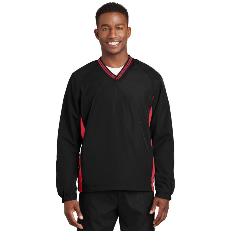 Tipped V Neck Raglan Wind Shirt Thumbnail
