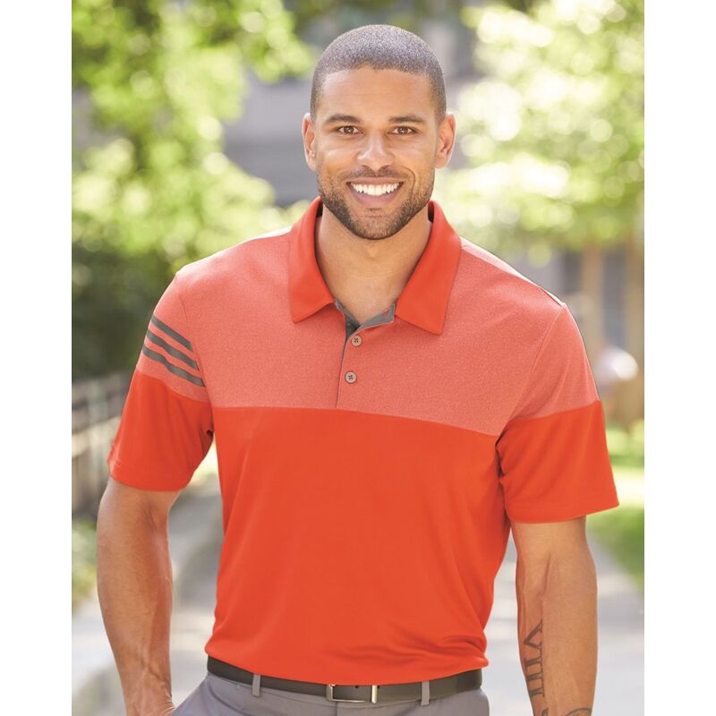 Men's Heathered 3-Stripes Colorblocked Polo Thumbnail