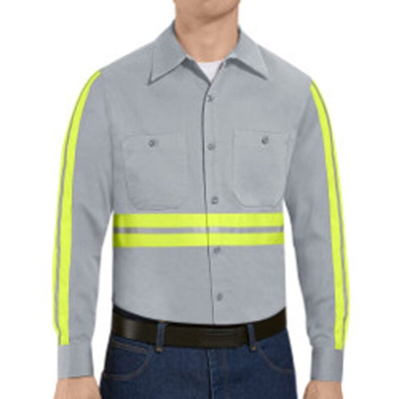 Men's Tall Enhanced Visibility Long Sleeve Cotton Work Shirt Thumbnail