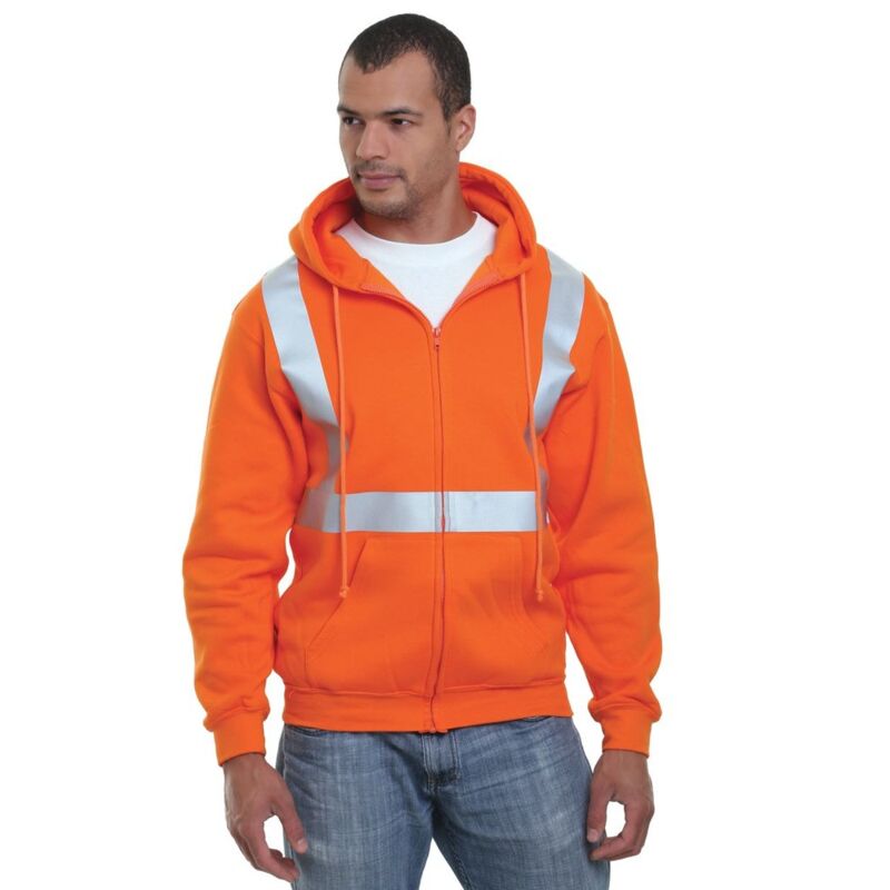 Men's USA-Made Hi-Visibility Full-Zip Hooded Sweatshirt Thumbnail